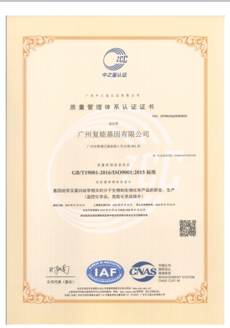 ISO9001資質證書